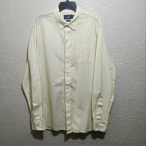 Grayers Mens Men's Light Yellow Check Button Down Shirt